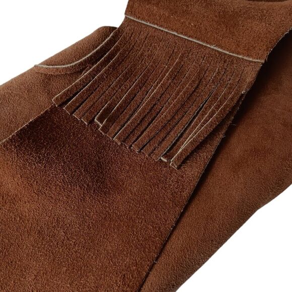 Vintage Brown Suede Leather Fringe Southwest Cowboy Boho Vest Size Large - Picture 11 of 13